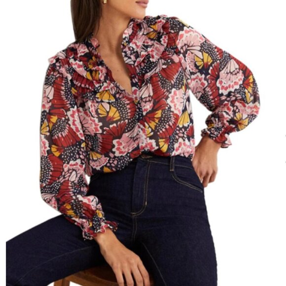 Boden Tops - NWT Boden Ruffle neck shirt MUL size 10
